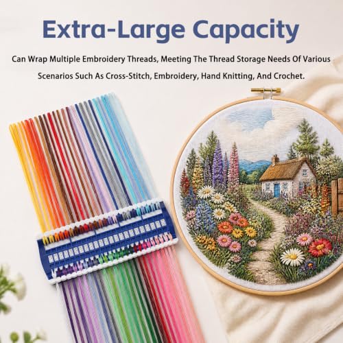 50 Position Embroidery Floss Organizer Thread Organizers with 15P Card