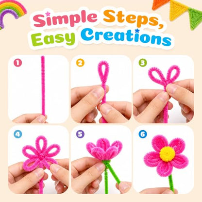 1000 Pieces Pipe Cleaners Bulk Assorted 20 Colors Chenille Stems