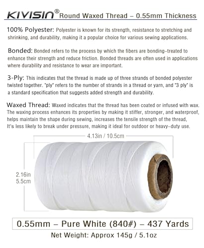 Sturdy Bonded Waxed Polyester Thread (1311 Foot)