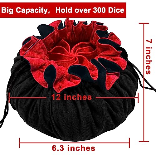 Large Dice Bag with Pockets Big Capacity Dice Bag Drawstring Pouch