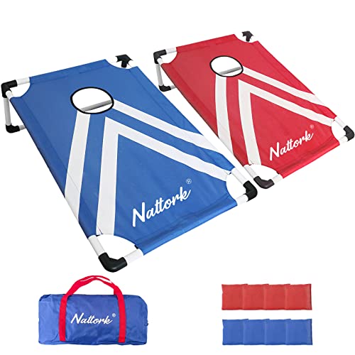 Portable Cornhole Set Collapsible Corn Hole Boards with 8 Cornhole Bean Bags and Carrying Case