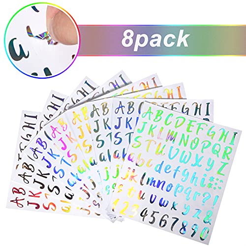 576 Pcs 8 Sheets Letters Stickers Vinyl Alphabet Number Decals Back to School Supplies for Water Bottles Cups Mailbox Scrapbooking Bulletin Board Classroom Decor (576 Count)