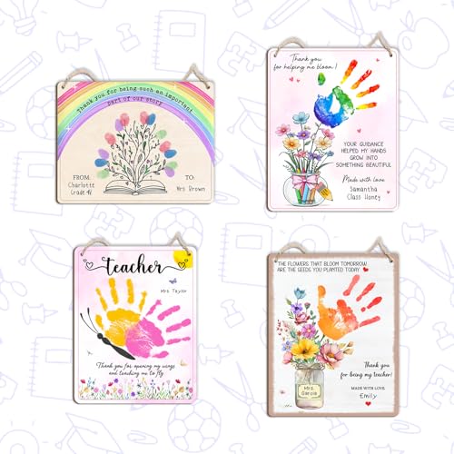 DIY Floral Book Fingerprints Craft Sign Gifts for Daycare PreK Preschool Kindergarten Teachers