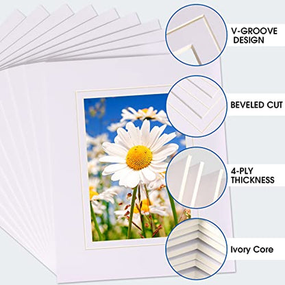 10 Pack Acid Free White Picture Frame Mats