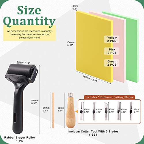 12Pcs Soft Rubber Carving Blocks Kit