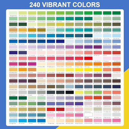 Acrylic Paint Markers for Coloring 240 Colors with 30% More Ink (240 Count)