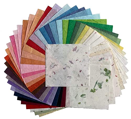 Natural Fiber Mulberry Paper Sheets 6 x 6 Inches (50 Count)