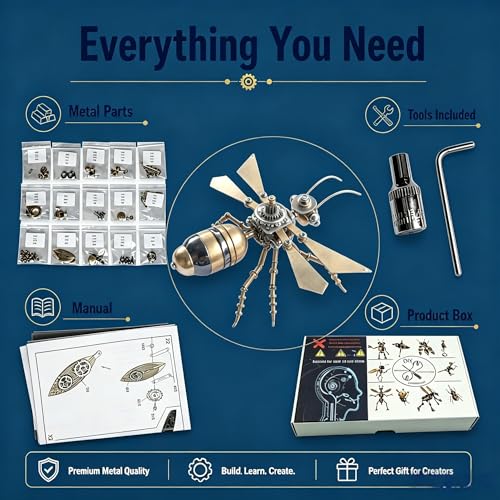 3D Metal Puzzle Mechanical Model Kit Steampunk Bee Insect 150+ Parts 2