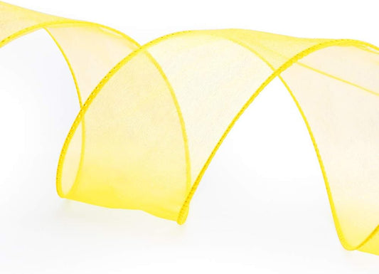 CT CRAFT LLC Sheer Organza Wired Ribbon 2.5" x 25 Yards x 2 Rolls Yellow for Wedding Chair Bow Flora Bouquet Gift Wrapping Christmas Tree Home Decor Wreath - Crafty Corner