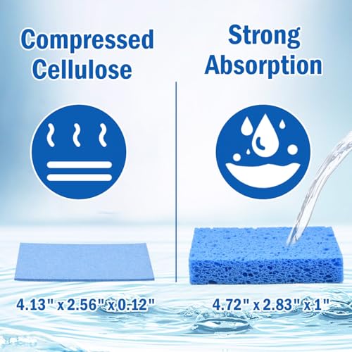 20 Pack Sponges Kitchen Natural Compressed Cellulose Sponges for Dishes Non Scratch for Household Cookware Bathroom Cars Soft Super Absorbent Reusable (20 Count)
