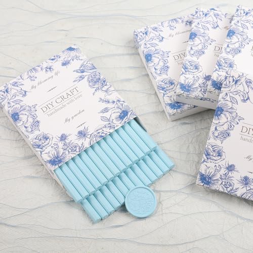 Sky Blue Wax Sealing Sticks 26pcs Mini Wax Seal Sticks Wax Sticks for Wedding Invitations Letter Envelope Cards Crafts Christmas Package Decoration
