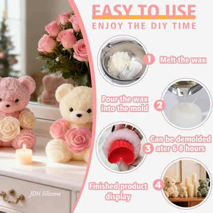 2PCS Rose Bear Silicone Mold (2 Count)