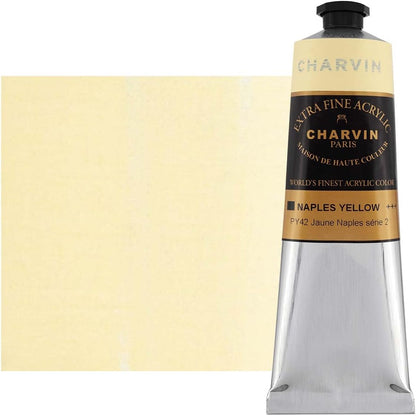 Charvin Extra Fine Professional Artist Acrylic Paint Colors, Nature Themed Hues, 150ml Naples Yellow