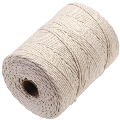 Macrame Cord 4mm x 328yards Natural Macrame Cotton Rope Colored Macrame Rope Soft Cotton Cord Macrame Supplies Craft Rope Macrame Yarn for Plant Hanger Wall Hanger Dreamcatcher