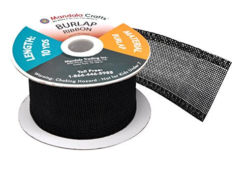 2 Inch Wide Black Burlap Ribbon for Crafts (60 Foot)