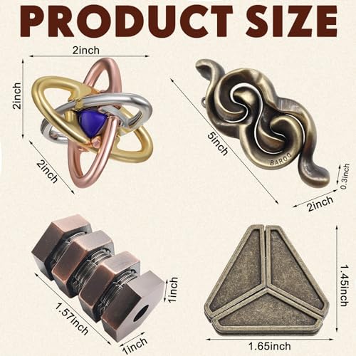 9 Pcs Metal Brain Teasers 3D Steel Puzzle Set (9 Count)