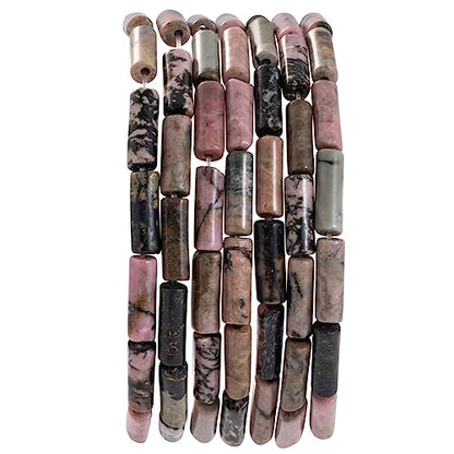 Natural Rhodochrosite Cylinder Tube Beads 4x13mm 38cm (28 Count)