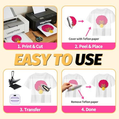 Pinkie Iron on Heat Transfer Paper for T Shirts (20 Count)
