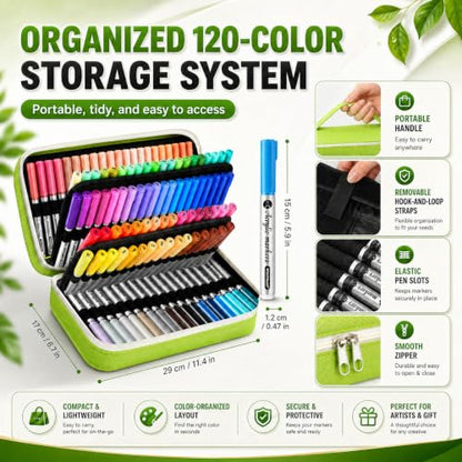 120 Colors Soft Brush Tip Acrylic Paint Markers (120 Count)