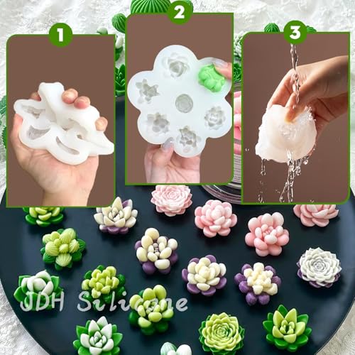7 Cavity Succulent Candle Molds for Wax Soap Resin Fondant Baking Decor (7 Count)