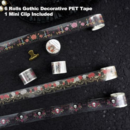 6 Rolls Gothic Decorative PET Tape for Scrapbook Journaling (6 Count)