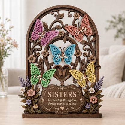 Personalized Sisters Butterfly Wooden Sign