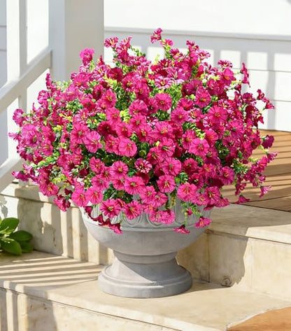 Artificial Flowers Fake Plants for Outdoors Decoration (12 Count)