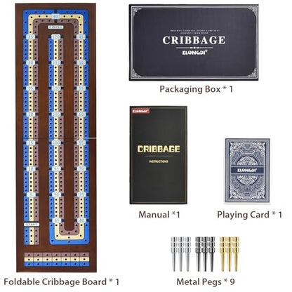 Foldable Wooden Cribbage Board Game Set