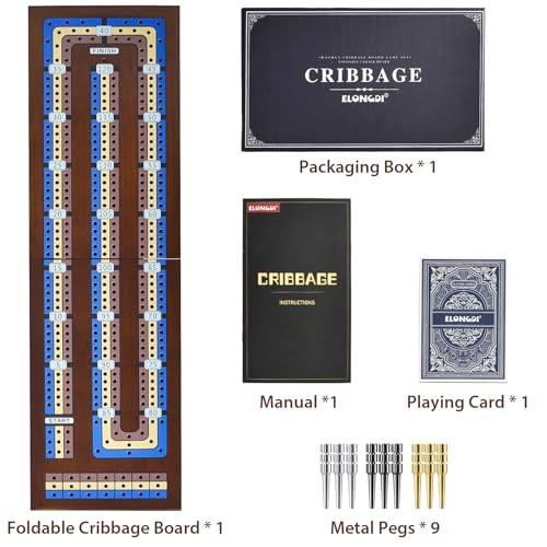 Foldable Wooden Cribbage Board Game Set