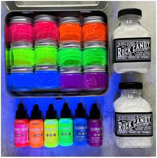 Tim Holtz Rock Candy Glitter, Clear and Chunky, Bundle of 2 Jars, 4.7 Ounces Each, 3 Carnora Scoop Spoons - Crafty Corner