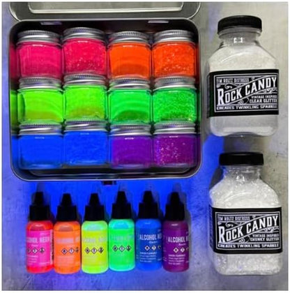 Tim Holtz Rock Candy Glitter, Clear and Chunky, Bundle of 2 Jars, 4.7 Ounces Each, 3 Carnora Scoop Spoons - Crafty Corner