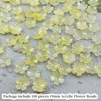 100pcs Acrylic Flower Beads (100 Count)