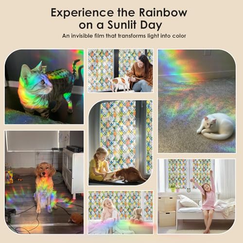Rainbow 3D Window Stained Glass Privacy Film Decorative (2777.78 sq inches sq inches)