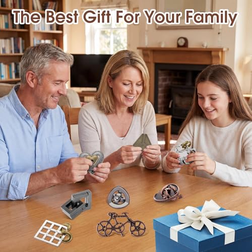 9 Pcs Metal Brain Teasers 3D Steel Puzzle Set (9 Count)