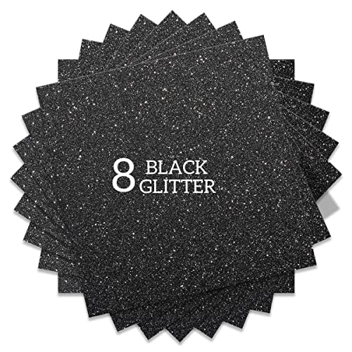 Black Glitter HTV Heat Transfer Vinyl Bundle 8 sheets