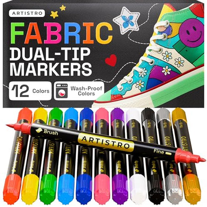 12 Dual Tip Fabric Markers Decorating Kit (12 Count)