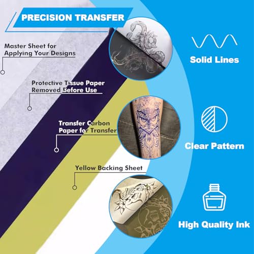 Tattoo Transfer Paper 100 Sheets Thermal Stencil Paper for Tattooing (100 Count)