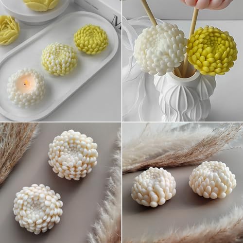 2PCS Chrysanthemum Flower Candle Molds (2 Count)