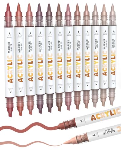 12 Red Brown Dual Tip Acrylic Paint Markers (12 Count)