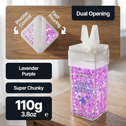 Craft Glitter Shaker Lavender Purple 110g Super Chunky (3.9 Ounce)