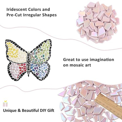 Iridescent Glass Mosaic Tiles for Crafts Bulk (7.05 Ounce)