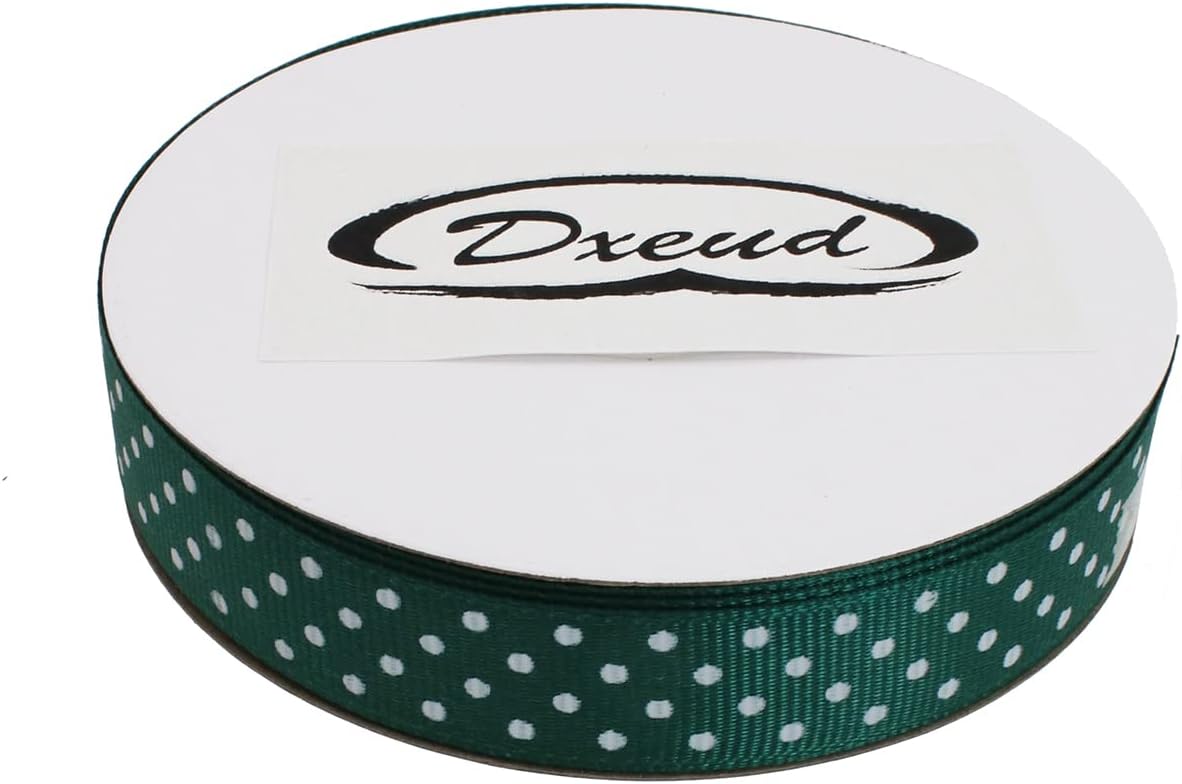 Polka Dot Grosgrain Ribbon 25 Yard Each Roll 100% Polyester (5/8", Dark Green) - Crafty Corner