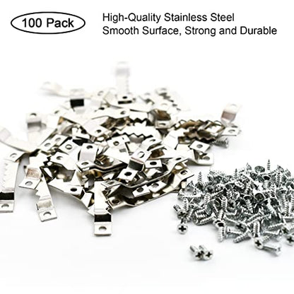Small Sawtooth Picture Hangers 100 Pack Steel Sawtooth Hangers with Screws for Hanging Canvas Photos Frame Clock Paintings Artwork (100 Count)