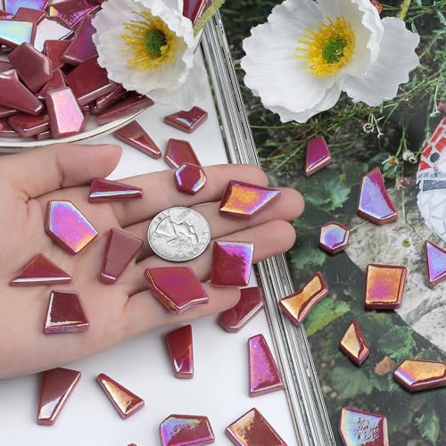 Iridescent Glass Mosaic Tiles for Crafts Bulk (7.05 Ounce)