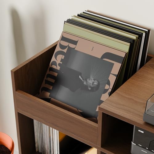 Large Record Player Stand with Vinyl Storage Cabinet