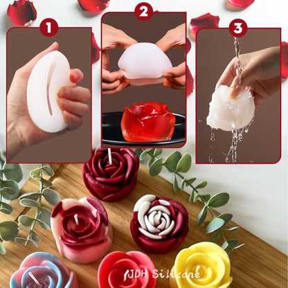 3 PCS 3D Rose Silicone Molds