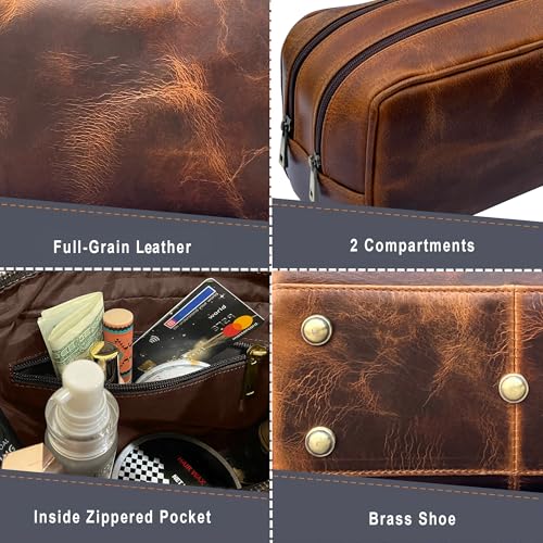 Leather Travel Toiletry Bag for Men