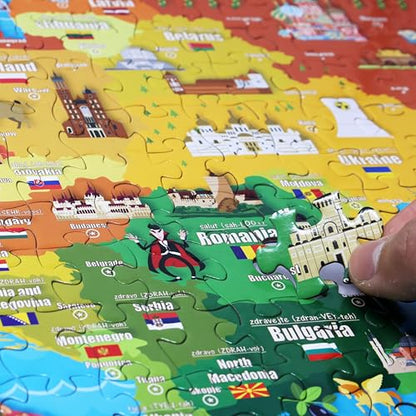 Colorful Map of Europe 500 Pieces Jigsaw Puzzle with Very Large Pieces for 13+