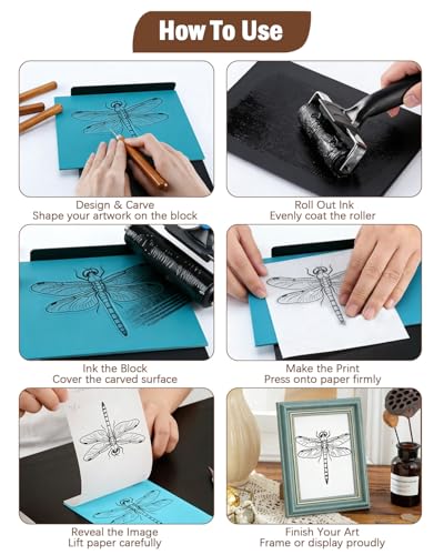 38Pcs Linocut Kit with 12 Carving Tools