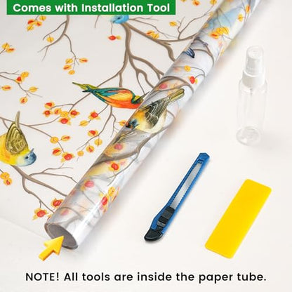 Nature Art Stained Glass Window Film Included Tools 17.7in X 118.1in (9.69 Sq Ft)